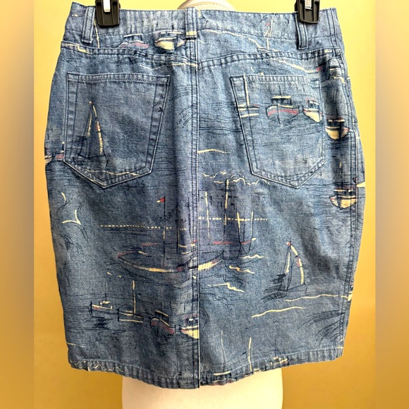 VTG Liz Claiborne Nautical Denim Skirt Size 4 - Picture 6 of 9